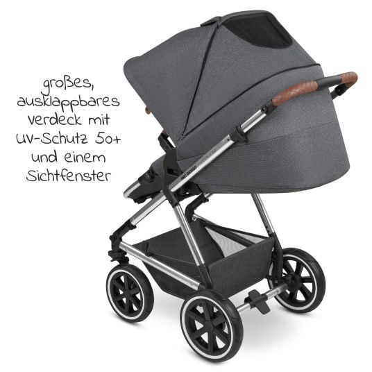 ABC Design Kombi-Kinderwagen Vicon 4 Air mit Lufträdern - inkl. Babywanne & Sportsitz - Asphalt