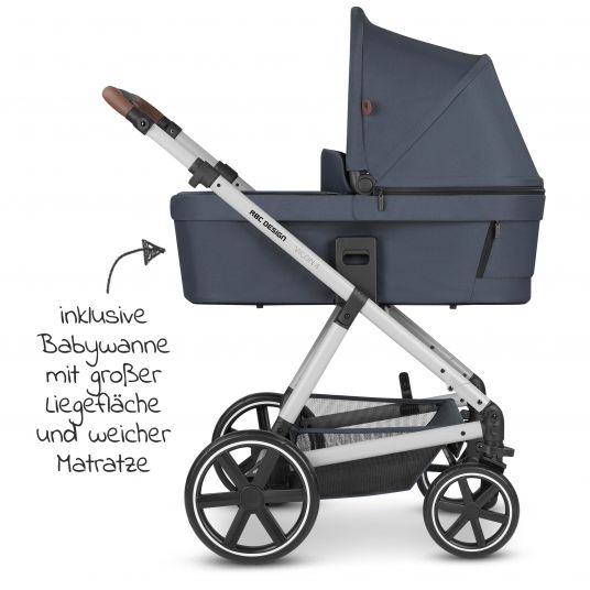 ABC Design Kombi-Kinderwagen Vicon 4 - inkl. Babywanne & Sportsitz mit XXL Zubehörpaket - Classic Edition - Lake