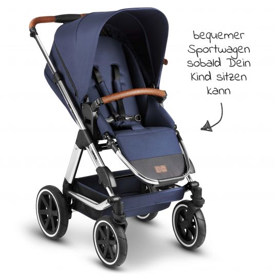 ABC Design Kombi-Kinderwagen Viper 4 - inkl. Babywanne, Sportsitz & XXL Zubehörpaket - Diamond Edition - Navy