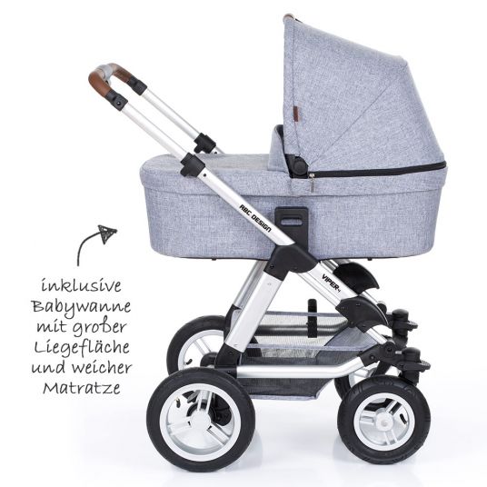 ABC Design Combi pushchair Viper 4 - incl. baby bath and sports seat - Graphite Grey
