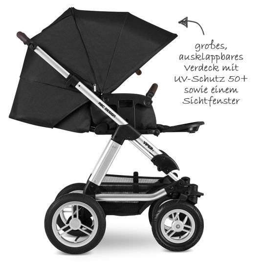 ABC Design Kombi-Kinderwagen Viper 4 - inkl. Babywanne und Sportsitz - Gravel