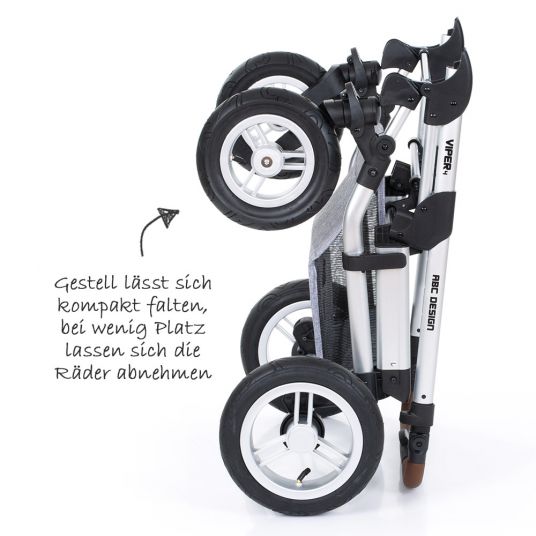 ABC Design Kombi-Kinderwagen Viper 4 mit Lufträdern - inkl. Babywanne, Sportsitz und XXL Zubehörset - Graphite Grey