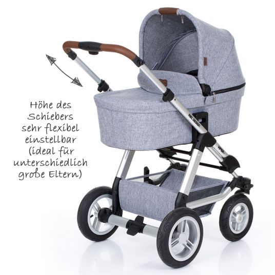 ABC Design Viper 4 combination pushchair with pneumatic wheels - incl. baby bath, sports seat and XXL accessories set - Graphite Grey