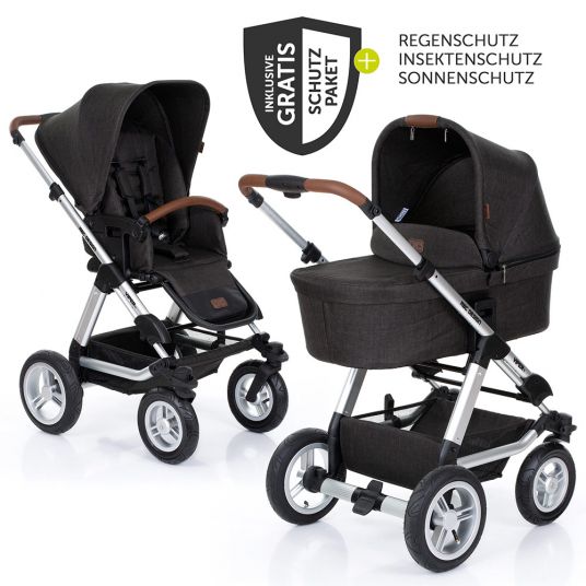 ABC Design Viper 4 pushchair with pneumatic wheels - incl. baby bath, sports seat and XXL accessories set - Piano
