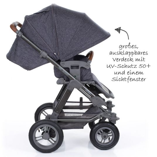 ABC Design Viper 4 pushchair with pneumatic wheels - incl. baby bath, sports seat and XXL accessories set - Street