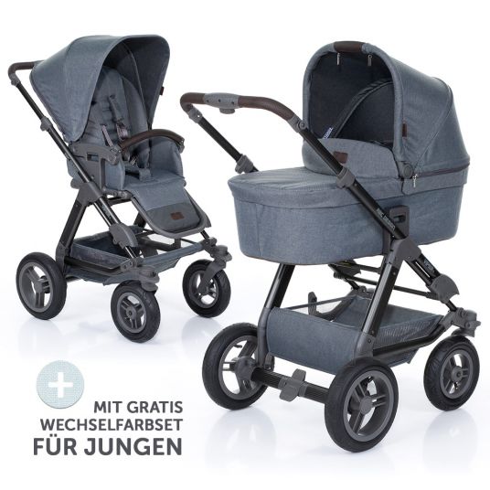 ABC Design Kombi-Kinderwagen Viper 4 mit Lufträdern - inkl. Babywanne, Sportsitz & Wechsel-Farbset Ice - Mountain