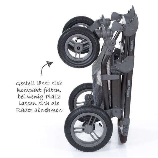 ABC Design Passeggino combinato Viper 4 con ruote pneumatiche - incluso navicella, sedile sportivo e set di colori modificabili Ice - Mountain