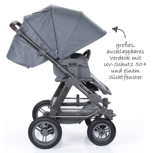 ABC Design Combi stroller Viper 4 with pneumatic wheels - incl. baby bath, sport seat & change color set Rose - Mountain