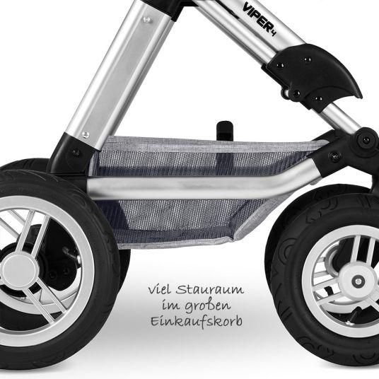 ABC Design Passeggino Viper 4 Combi con ruote pneumatiche - include navicella, sedile sportivo e pacchetto accessori XXL - Grigio Grafite