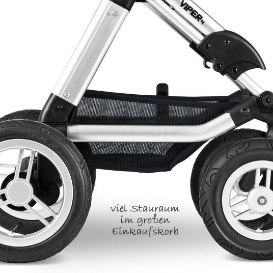 ABC Design Kombi-Kinderwagen Viper 4 mit Lufträdern - inkl. Babywanne, Sportsitz & XXL Zubehörpaket - Shadow