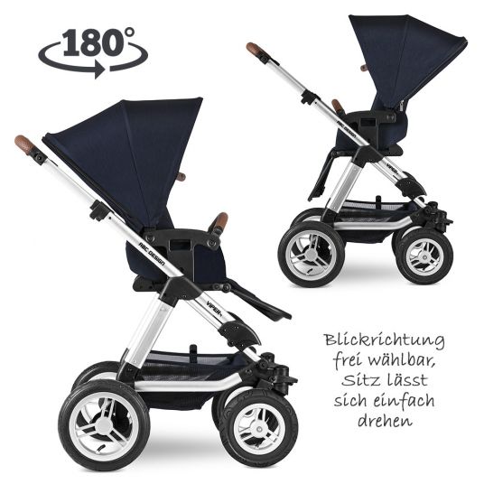 ABC Design Kombi-Kinderwagen Viper 4 mit Lufträdern - inkl. Babywanne, Sportsitz & XXL Zubehörpaket - Shadow