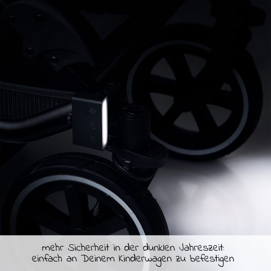 ABC Design LED Kinderwagen Licht / Sicherheits- Beleuchtung inkl. Akku und USB Ladefunktion