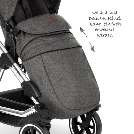 ABC Design Mitwachsende Beindecke für Kinderwagen - Diamond Edition - Asphalt