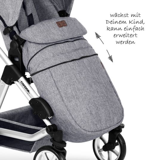ABC Design Mitwachsende Beindecke für Kinderwagen - Graphite Grey