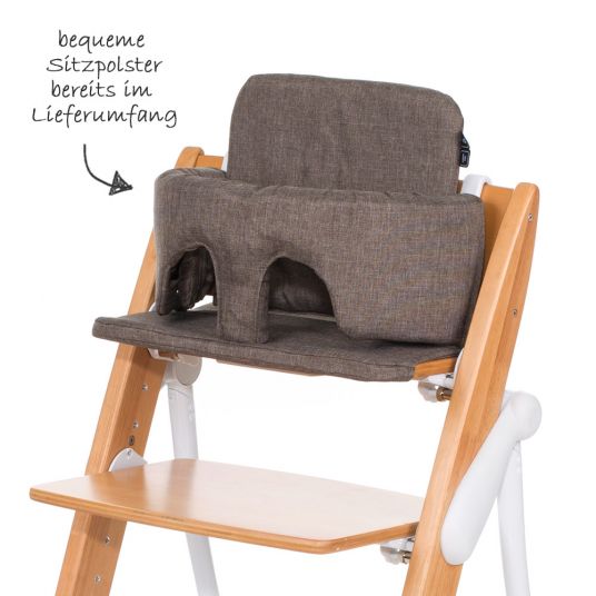 ABC Design Growing high chair set Hopper incl. safety bar and seat cushion - Nature / Bean