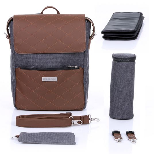 ABC Design Changing backpack City with lid compartment - incl. changing mat and accessories - Diamond Special Edition - Asphalt
