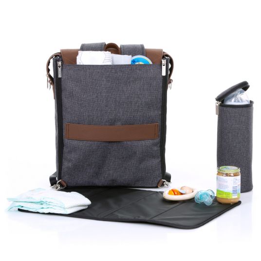 ABC Design Changing backpack City with lid compartment - incl. changing mat and accessories - Diamond Special Edition - Asphalt
