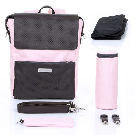 ABC Design Changing backpack City with lid compartment - incl. changing mat and accessories - Rose