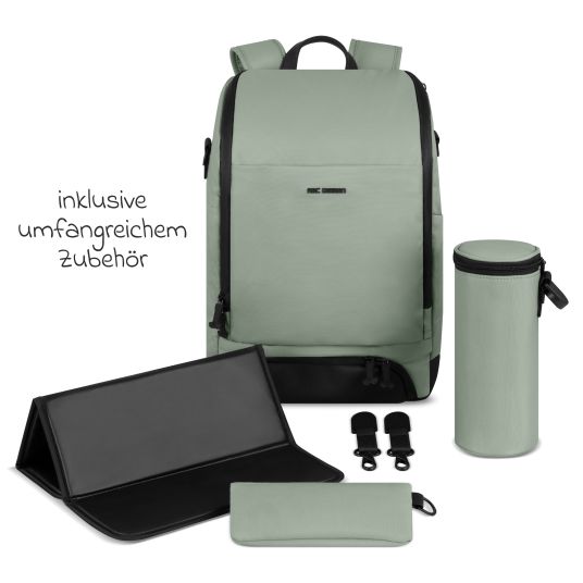 ABC Design Wickelrucksack Active mit großem Frontfach inkl. Wickelunterlage & Zubehör - Pine