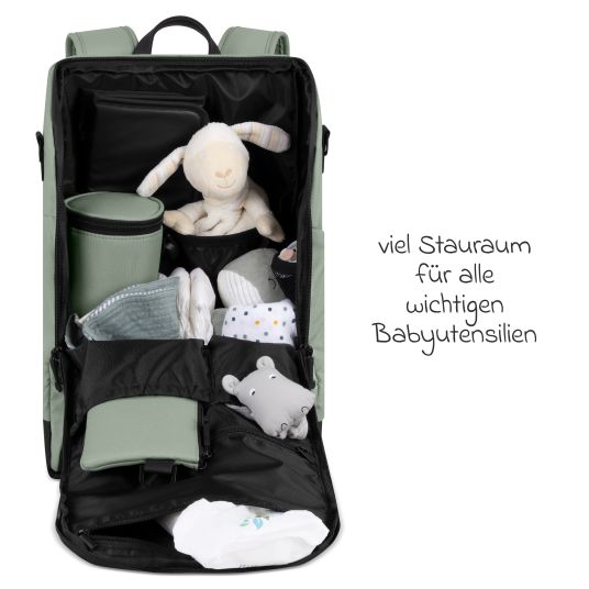 ABC Design Wickelrucksack Active mit großem Frontfach inkl. Wickelunterlage & Zubehör - Pine