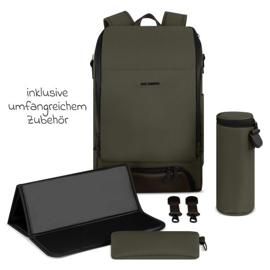 ABC Design Active changing backpack with large front compartment incl. changing mat & accessories - Pure - Avocado