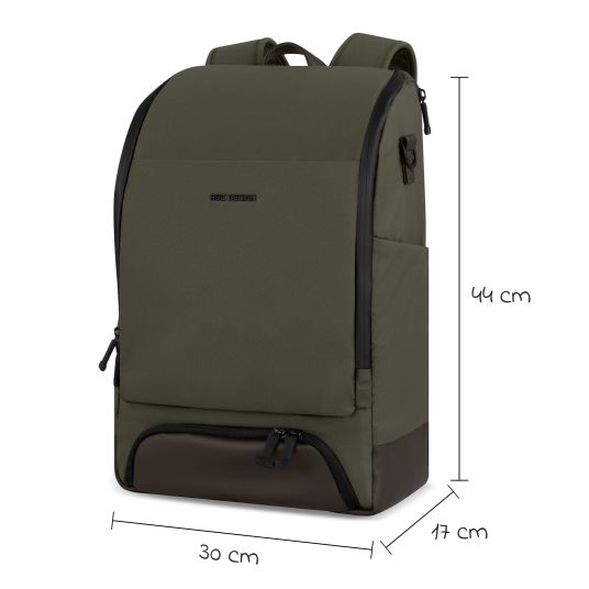 ABC Design Active changing backpack with large front compartment incl. changing mat & accessories - Pure - Avocado