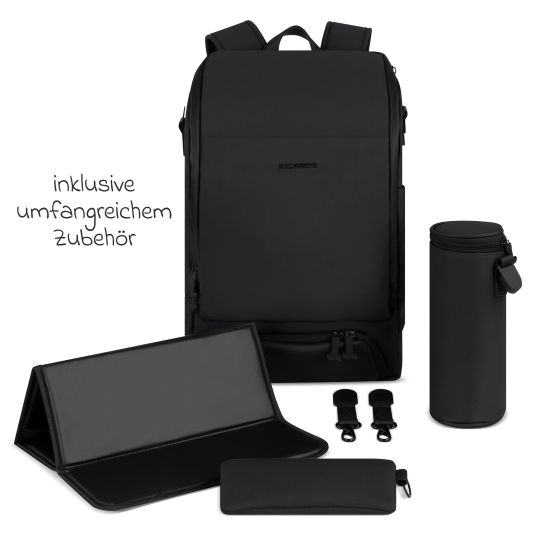 ABC Design Wickelrucksack Active mit großem Frontfach inkl. Wickelunterlage & Zubehör - Pure - Coal