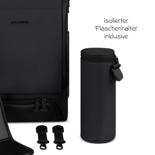 ABC Design Wickelrucksack Active mit großem Frontfach inkl. Wickelunterlage & Zubehör - Pure - Coal