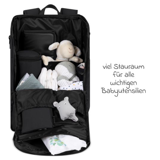 ABC Design Wickelrucksack Active mit großem Frontfach inkl. Wickelunterlage & Zubehör - Pure - Coal