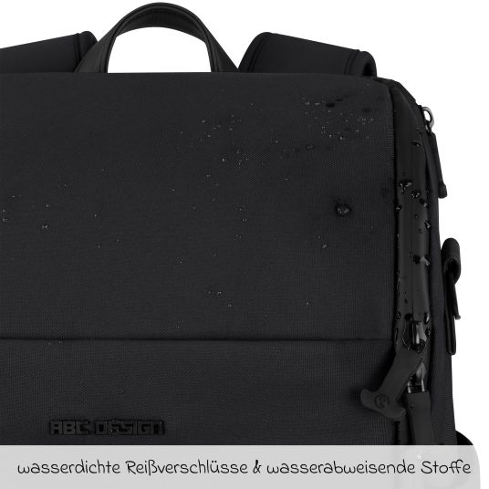 ABC Design Wickelrucksack Active mit großem Frontfach inkl. Wickelunterlage & Zubehör - Pure - Coal