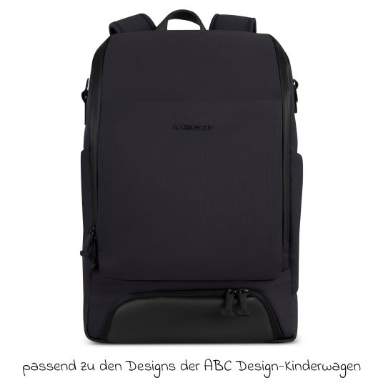 ABC Design Wickelrucksack Active mit großem Frontfach inkl. Wickelunterlage & Zubehör - Pure - Coal