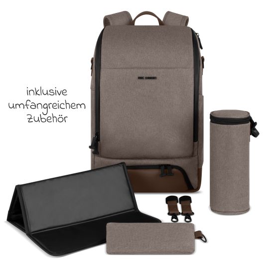 ABC Design Active changing backpack with large front compartment incl. changing mat & accessories - Pure - Nature