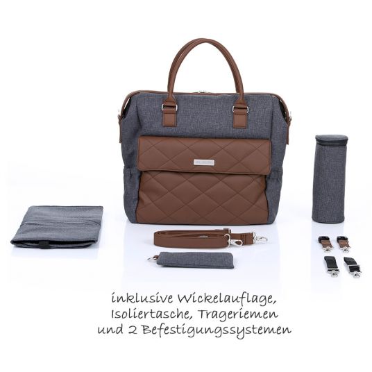 ABC Design Borsa fasciatoio Jetset - Diamond Special Edition - comprensiva di fasciatoio, scalda biberon e borsa porta utensili - Asfalto