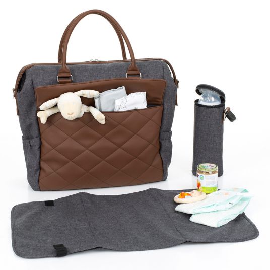 ABC Design Diaper bag Jetset - Diamond Special Edition - incl. diaper changing mat, bottle warmer and utensil bag - asphalt