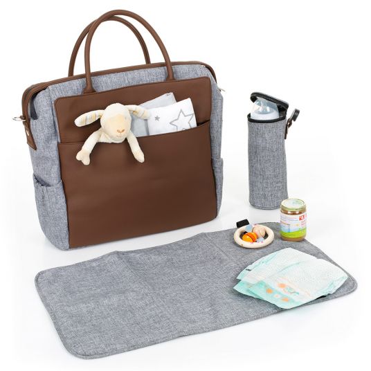 ABC Design Diaper bag Jetset - incl. diaper changing mat, bottle warmer and utensil bag - Graphite Grey