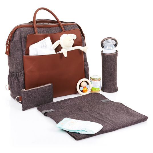 ABC Design Diaper bag Jetset - incl. diaper changing mat, bottle warmer and utensil bag - Walnut