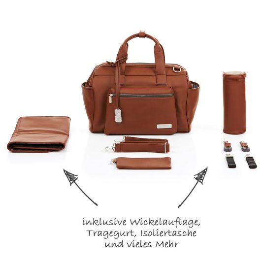ABC Design Wickeltasche Style - inkl. Wickelauflage, Flaschenwärmer und Utensilientasche - Brown