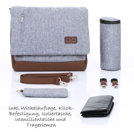 ABC Design Diaper bag Urban - incl. changing mat and accessories - Graphite Grey