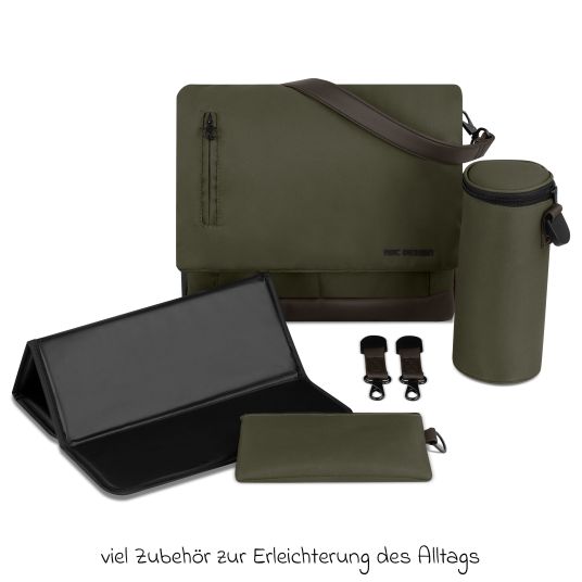 ABC Design Wickeltasche Urban inkl. Wickelunterlage & viel Zubehör - Pure - Avocado