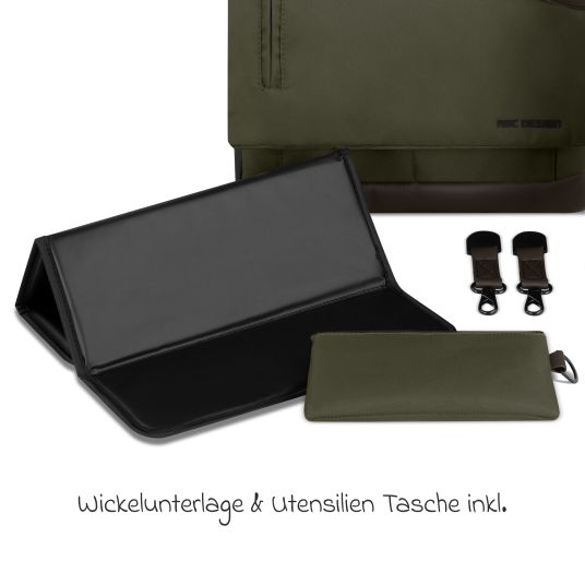 ABC Design Wickeltasche Urban inkl. Wickelunterlage & viel Zubehör - Pure - Avocado