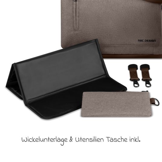 ABC Design Wickeltasche Urban inkl. Wickelunterlage & viel Zubehör - Pure - Nature