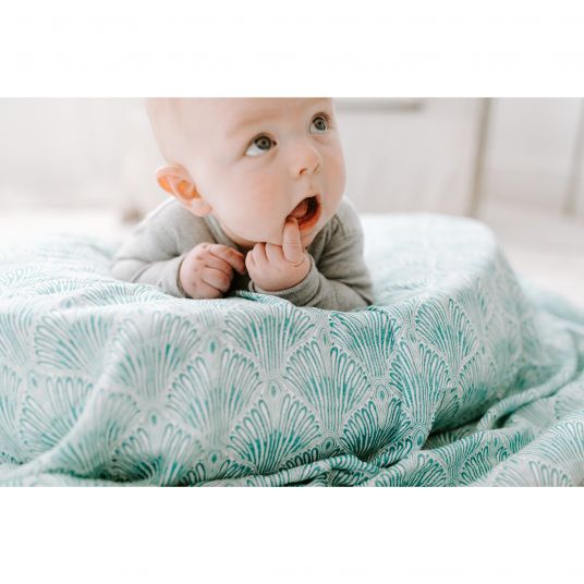 aden + anais 4er Pack Classic Swaddles Mullwindel 120 x 120 cm - Paisley Teal - Weiß Petrol