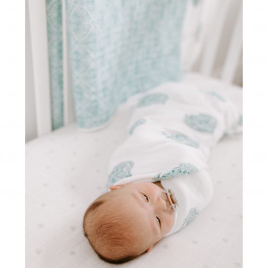 aden + anais 4er Pack Classic Swaddles Mullwindel 120 x 120 cm - Paisley Teal - Weiß Petrol