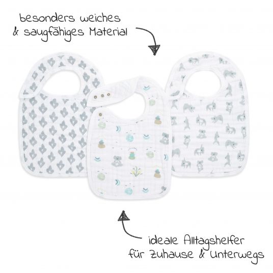 aden + anais Bib with snaps - Pack of 3 cotton muslin - Now + Zen
