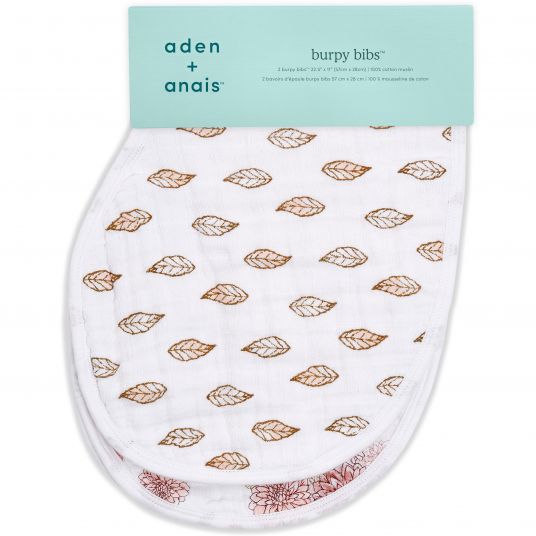 aden + anais Burby bib / burp cloth with snaps - pack of 2 cotton muslin - Dahlias
