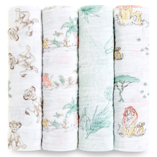 aden + anais Gauze wipes 4 pack Swaddels 120 x 120 cm - The Lion King