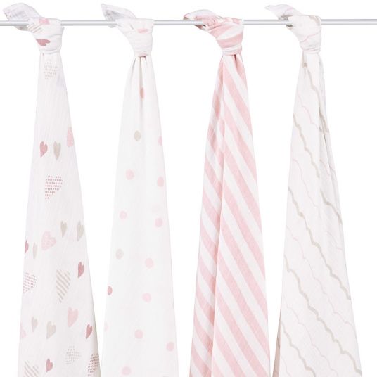 aden + anais Garza Swaddle 4 Pack Classic Swaddles 120 x 120 cm - Heart Breaker