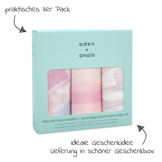 aden + anais Mullwindel / Mulltuch / Pucktuch - Swaddles Silky Soft 3er Pack - 120 x 120 cm - Florentine