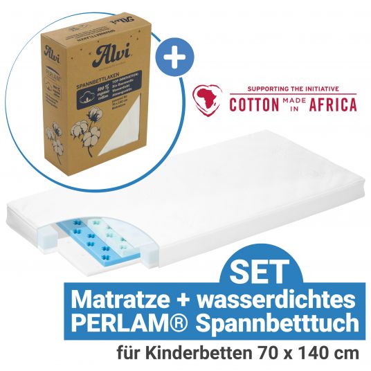 Alvi 2-tlg. Matratzen-Set für Kinderbetten 70 x 140 cm / Babymatratze Farm + Spannbetttuch PERLAM® - Natur