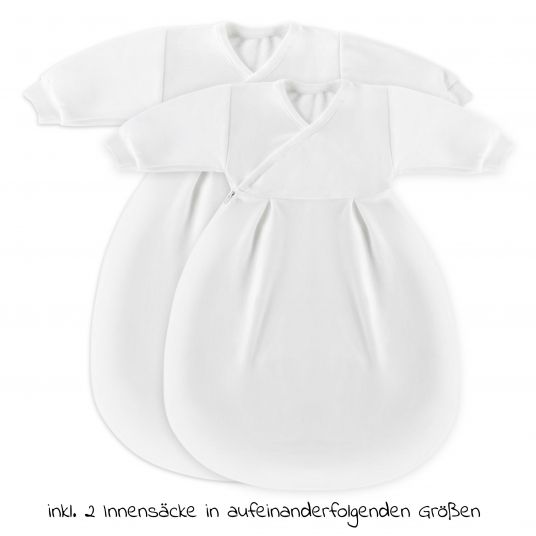 Alvi Set 4 pezzi di sacco nanna per neonati / Baby-Mäxchen Tessuto speciale Gr.50/56 + protezione antisputo Clean & Dry Cover - Piqué